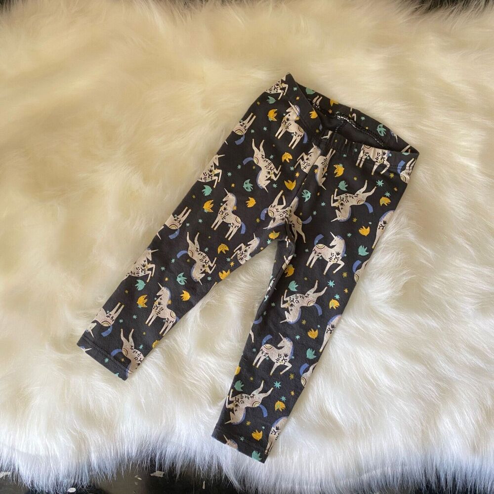 Cat & Jack 18M Toddler Girls Black Colorful Unicorn Leggings Pants Birds Stars